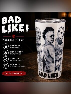 Porcelain Hand Crafted White and Black Porcelain Horror Character Cup